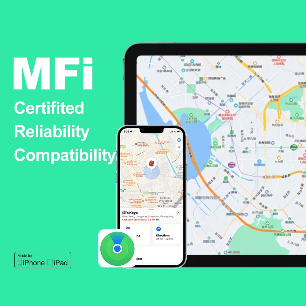 MFi certified — works with Apple Find My on iPhone and iPad